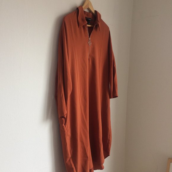 Monki Orange Zip Shirt Dress - Picture 2 of 11